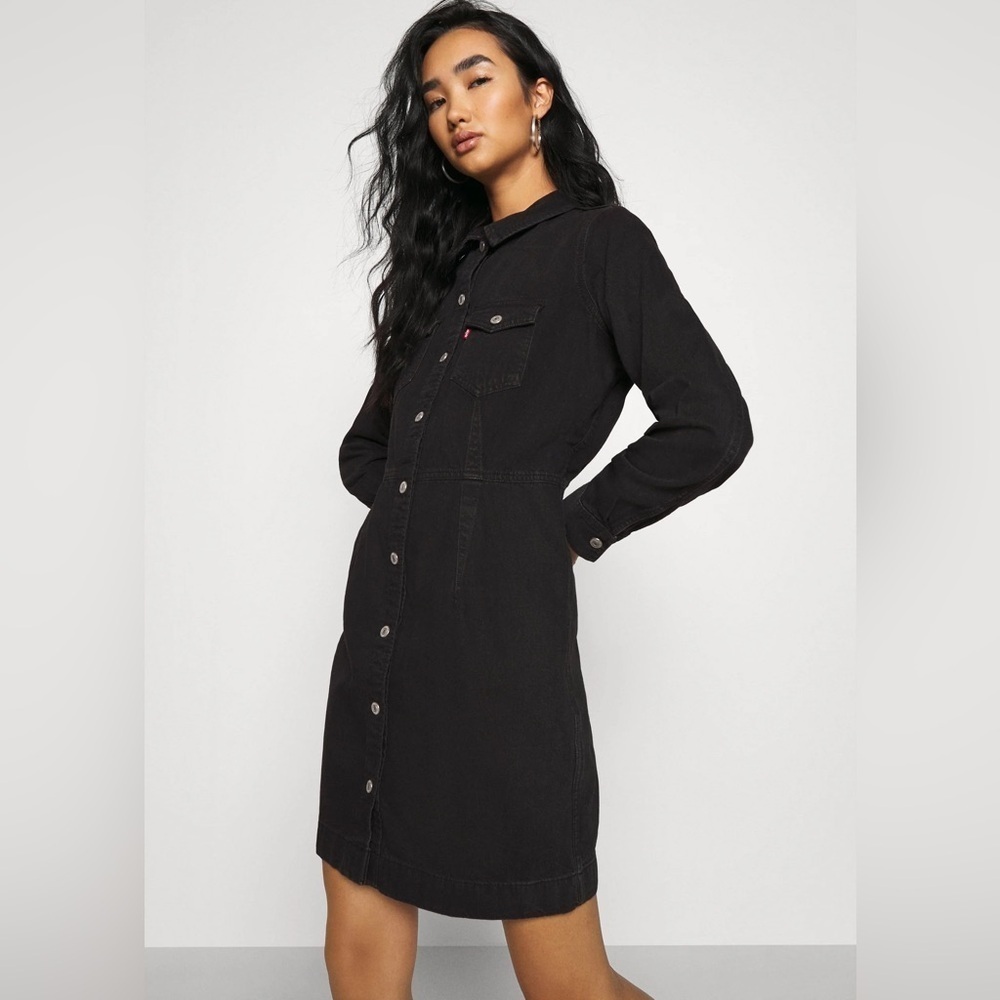 Levi’s Red Tab Black Denim long sleeve dress small
